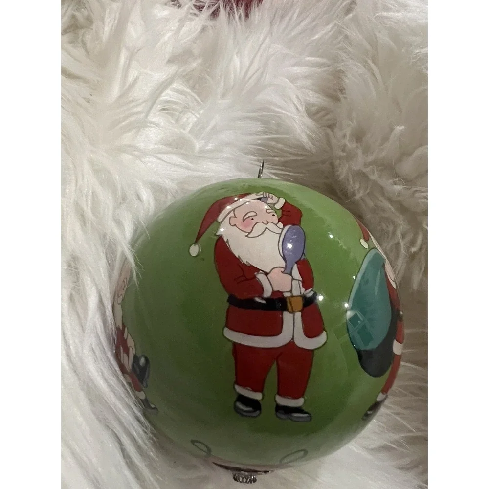 Pier 1 Li Bien 2015 Santa Getting Dressed Christmas Eve Mouth Blown Glass